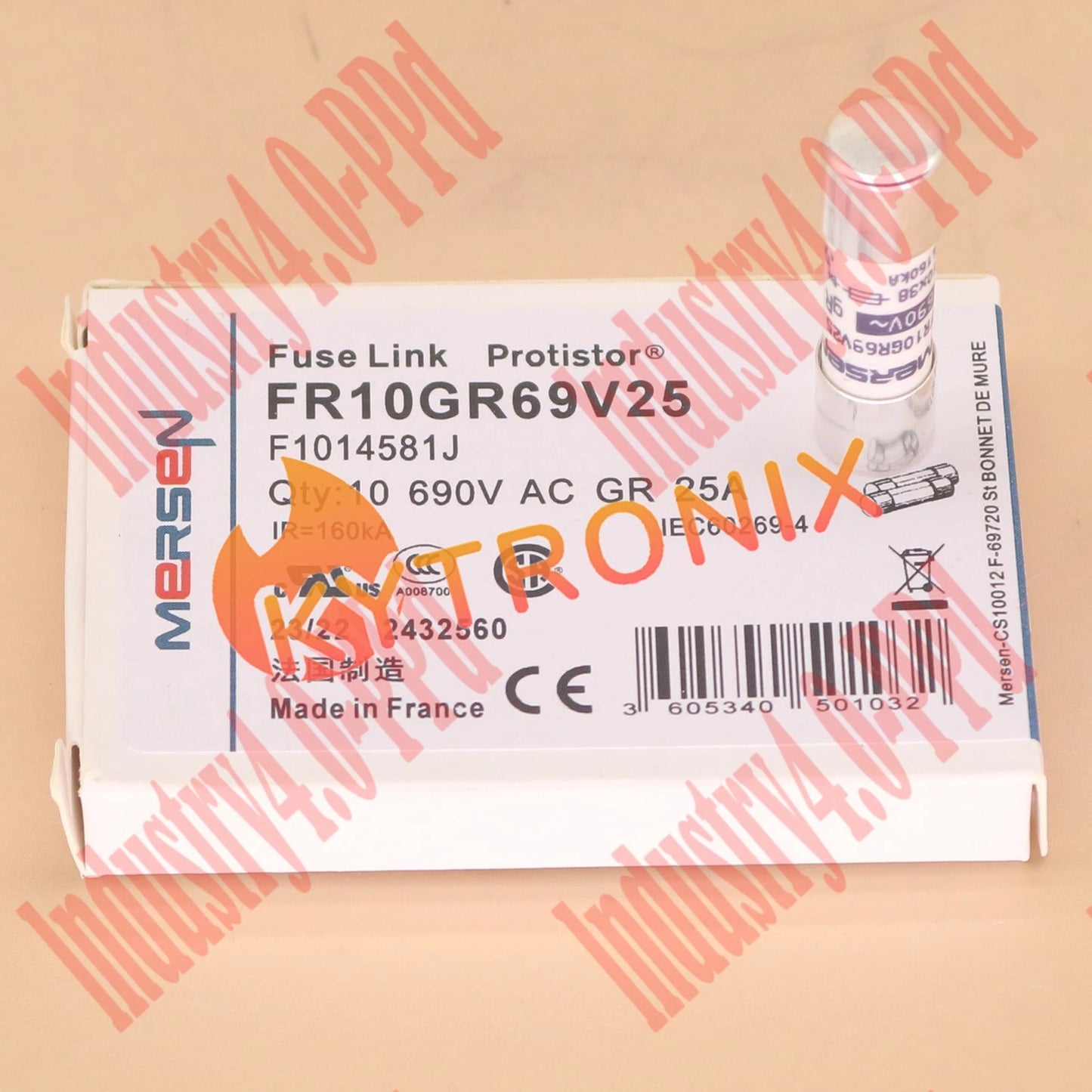 10pc MERSEN FR10GR69V25 Fuse Link Protistor 25A 690VAC ping