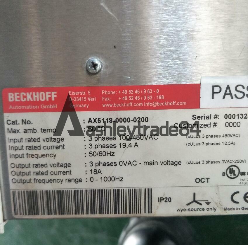 used 1PCS  Beckhoff AX5118-0000-0200 Servo Drive Tested Good