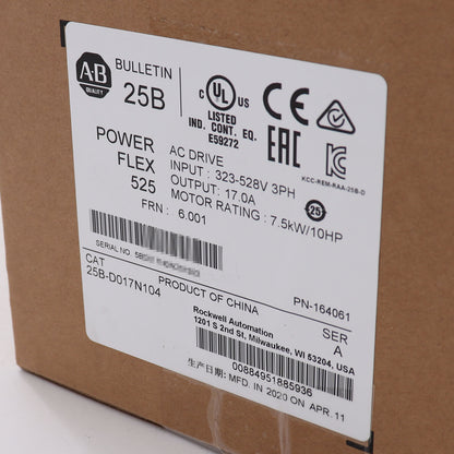 Allen-Bradley PowerFlex 525 7.5kW 10Hp AC Drive Factory Sealed - ALLEN-BRADLEY