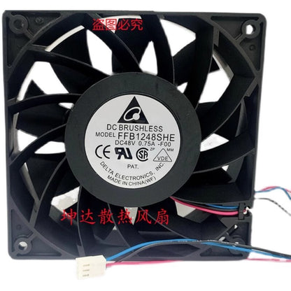 Delta FFB1248SHE-F00 12038 DC48V 0.75A 12CM 3-Pin Dual Ball Ball Velocity Fan