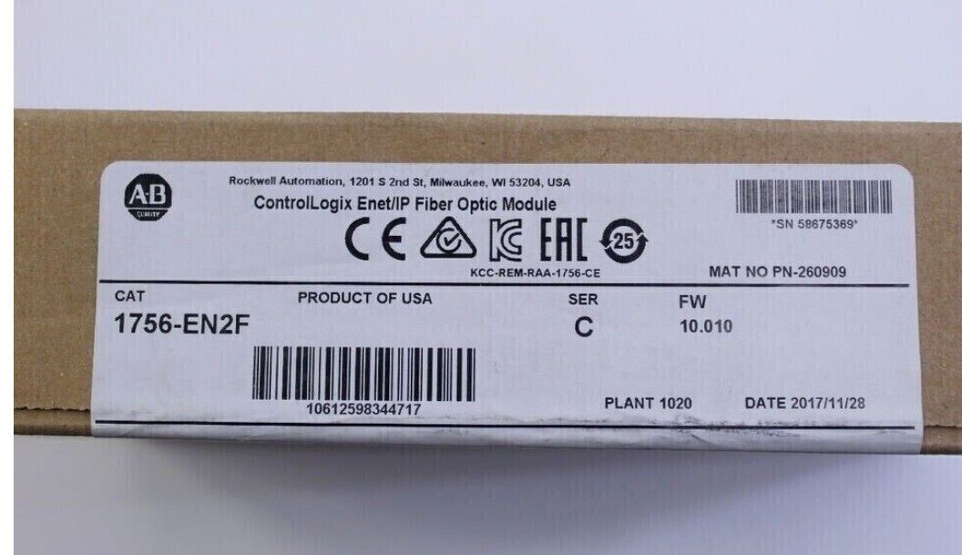 New Factory Sealed AB 1756-EN2F Fiber Optic Module - CONTROL LOGIX