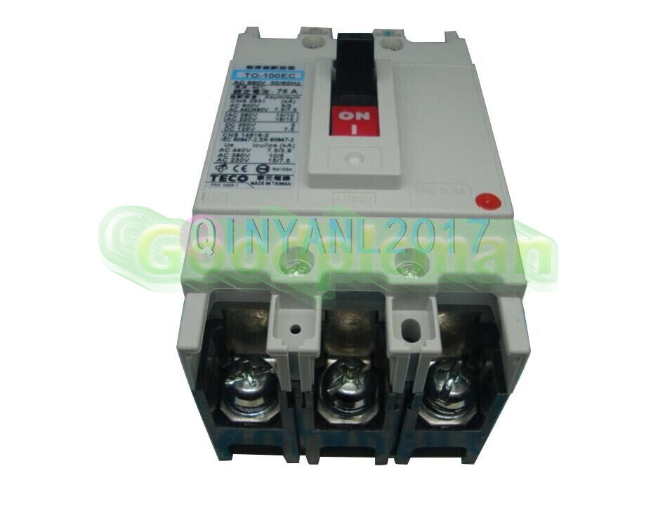 1PC Teco Thermal-Magnetic Breaker TO-100EC-3P 75A TO-100EC 3P
