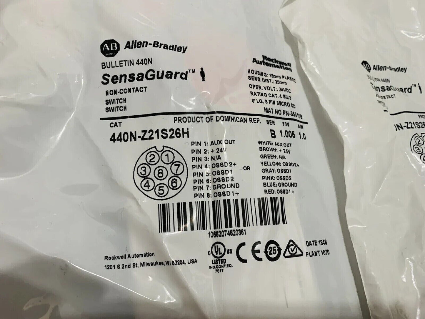 New Allen-Bradley 440N-Z21S26H SensaGuard 18mm Switch - ALLEN-BRADLEY