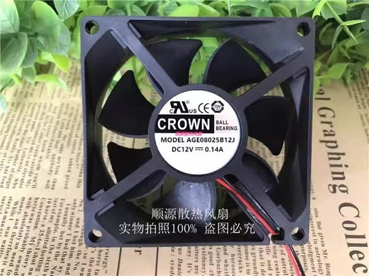 CROWN AGE08025B12J DC12V 0.14A 2-Wire Cooling Fan