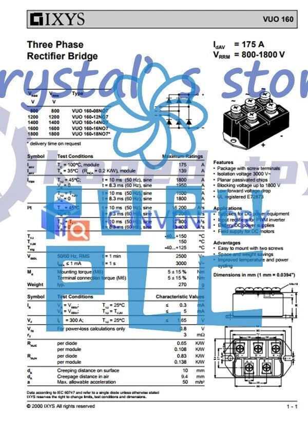 1PCS IXYS VUO160-16NO7 VUO160-16N07 Module Best Service Quality Guarantee