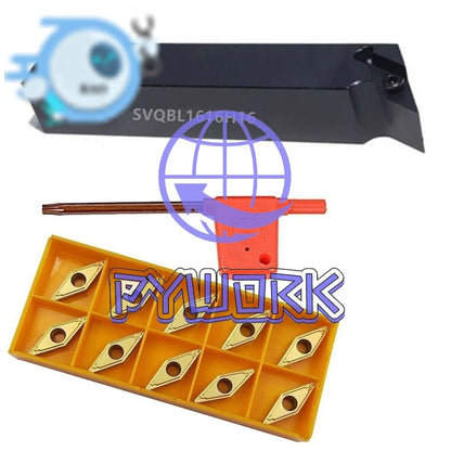 SVQBL1616H16 CNC External Lathe Turning Holder + 10Pcs VBMT160404-HQ Inserts