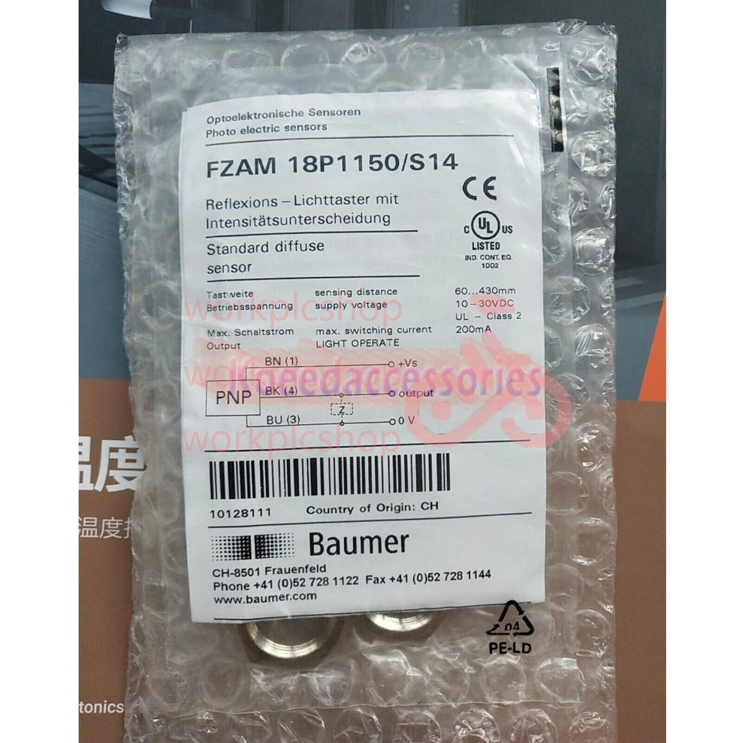 1PC FOR BAUMER FZAM 18P1150/S14 Diffuse reflective sensor FREE SHIP