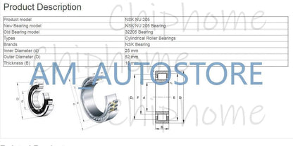 1PCS NSK NU 205 EM Cylindrical Roller Bearings 25x52x15mm