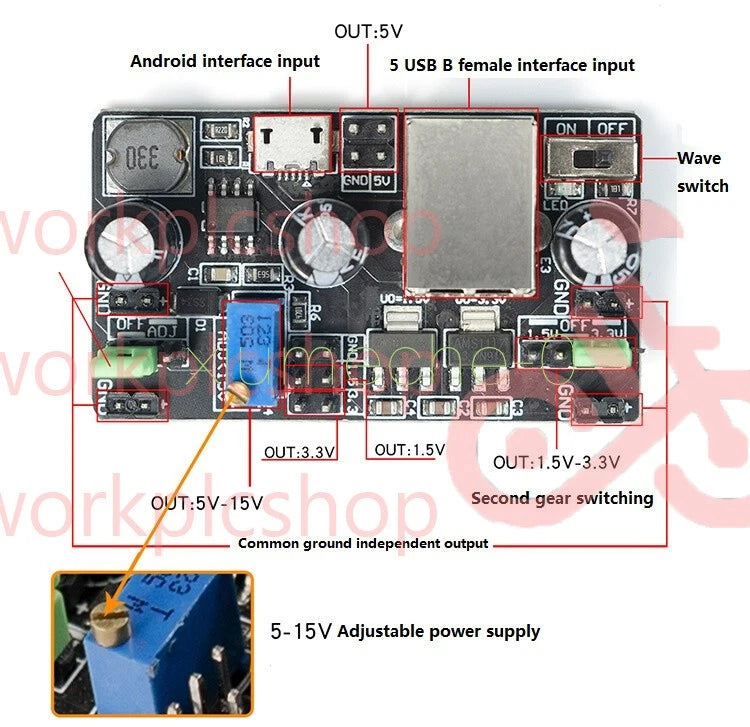 3.3V / 5V Adjustable Power Supply Dual Output Breadboard Power Supply Module
