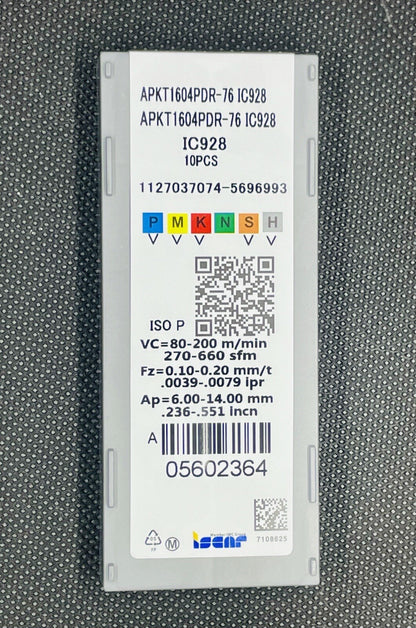 ISCAR APKT 1604 PDR-76 IC928 CNC Carbide Inserts (10 PCS)