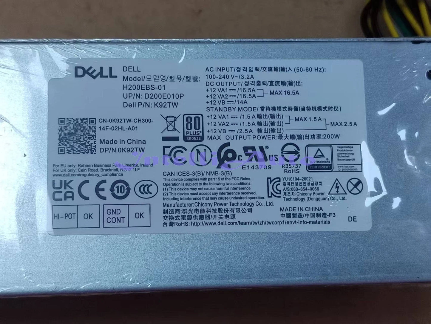 1PC Power Supply 200W for Optiplex 7090 5090 5080 7080 SFF H200EBS-01 K92TW