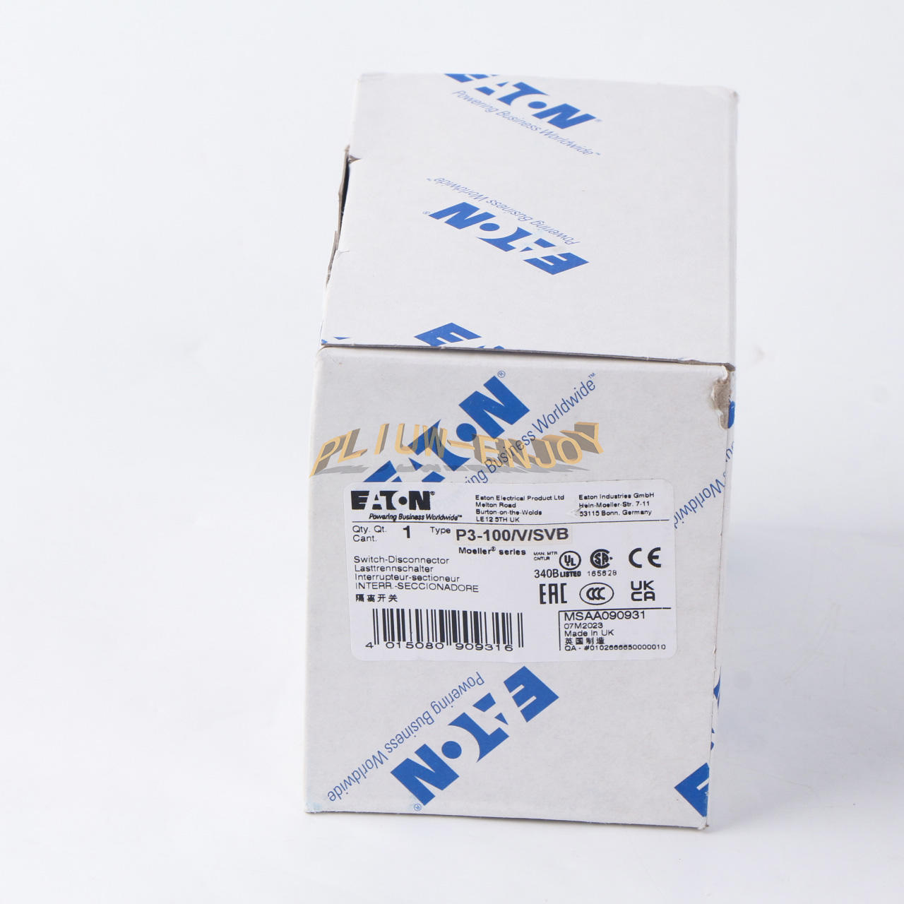 new 1PC EATON MOELLER Disconect switch P3-100/V/SVB - EATON MOELLER