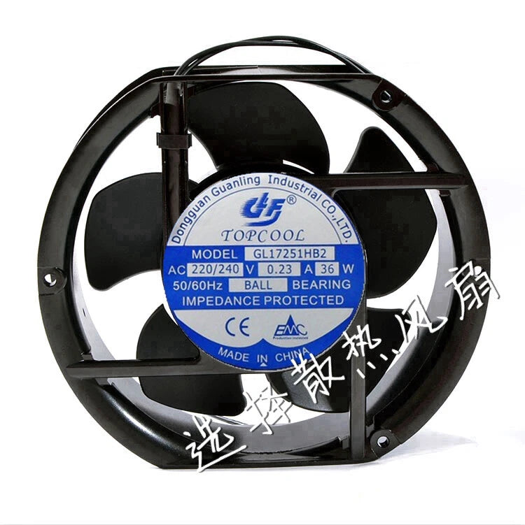 1pcs TOPCOL MODEL GL17251HB2 AC220/240V 0.23A 36W cooling fan