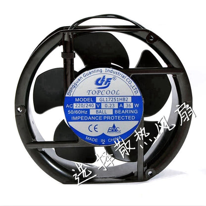 1pcs TOPCOL MODEL GL17251HB2 AC220/240V 0.23A 36W cooling fan