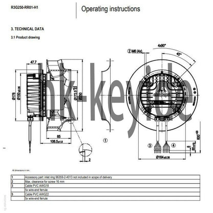 Ebmpapst R3G250-RR01-H1 Centrifugal Fan 230VAC 500W ??250MM 2.2A EC Cooling Fan