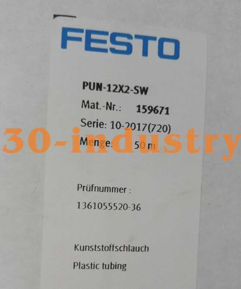 FESTO PUN-12X2-SW Plastic Tubing 50m Pneumatic Hose - FESTO