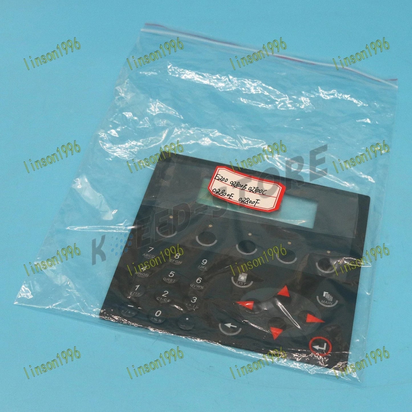 A Beijer E200 model membrane keyboard switch: 02800B 02800C 02800E 02800F