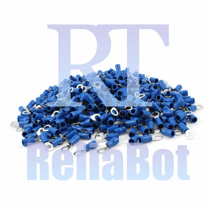 1000Pcs PVC Insulated Ring Terminal Cable Lug RVS2-5 for AWG 16-14 Wire 10 Stud