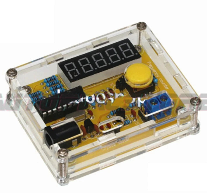 Crystal Oscillator Freq Counter Meter Tester Kit + Case + Cable DIY Digital LED