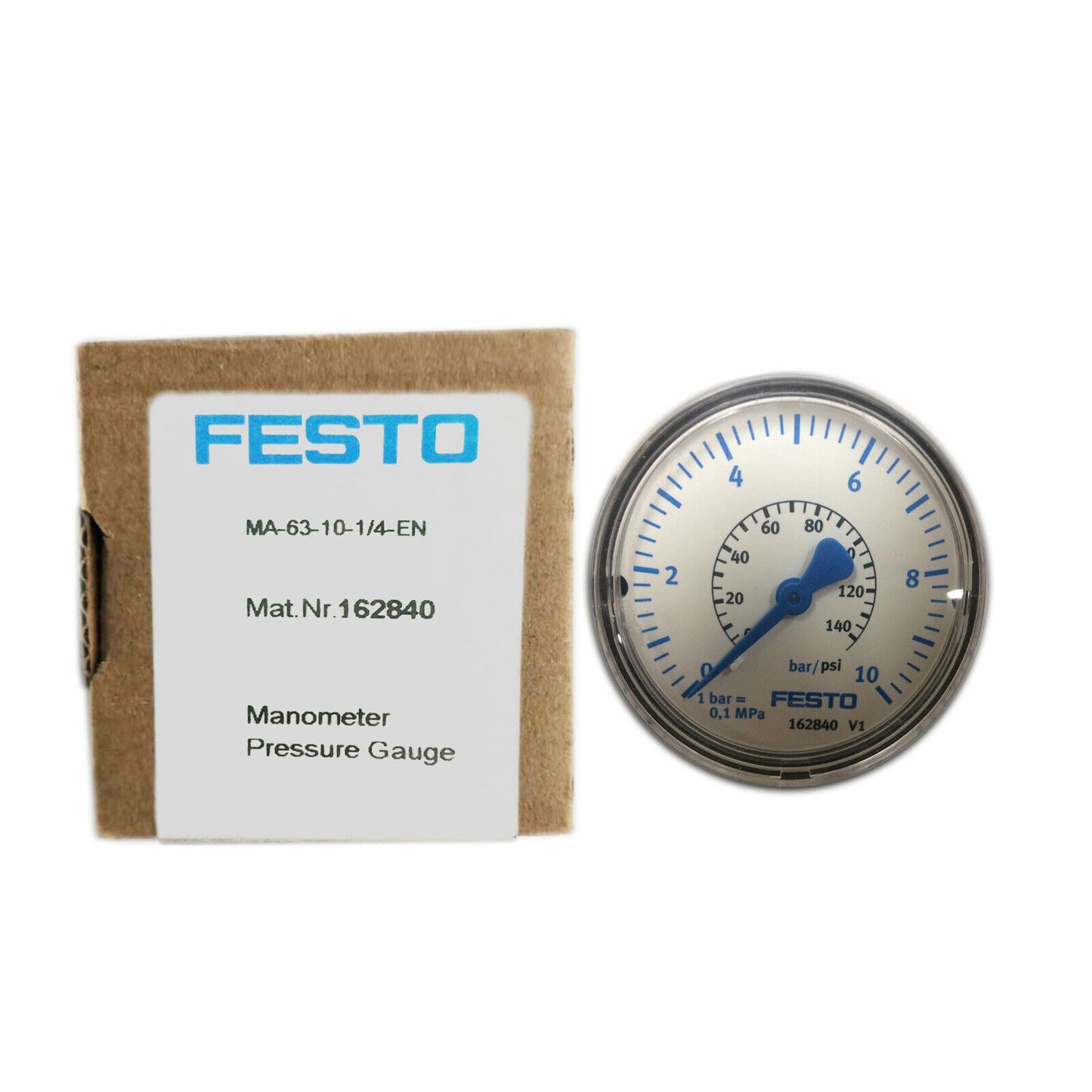 Festo MA-63-10-1/4-EN Pressure Gauge 0-10 Bar NPT - FESTO