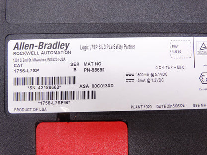 Allen Bradley 1756-L7SP Series B PLC Processor - ALLEN BRADLEY