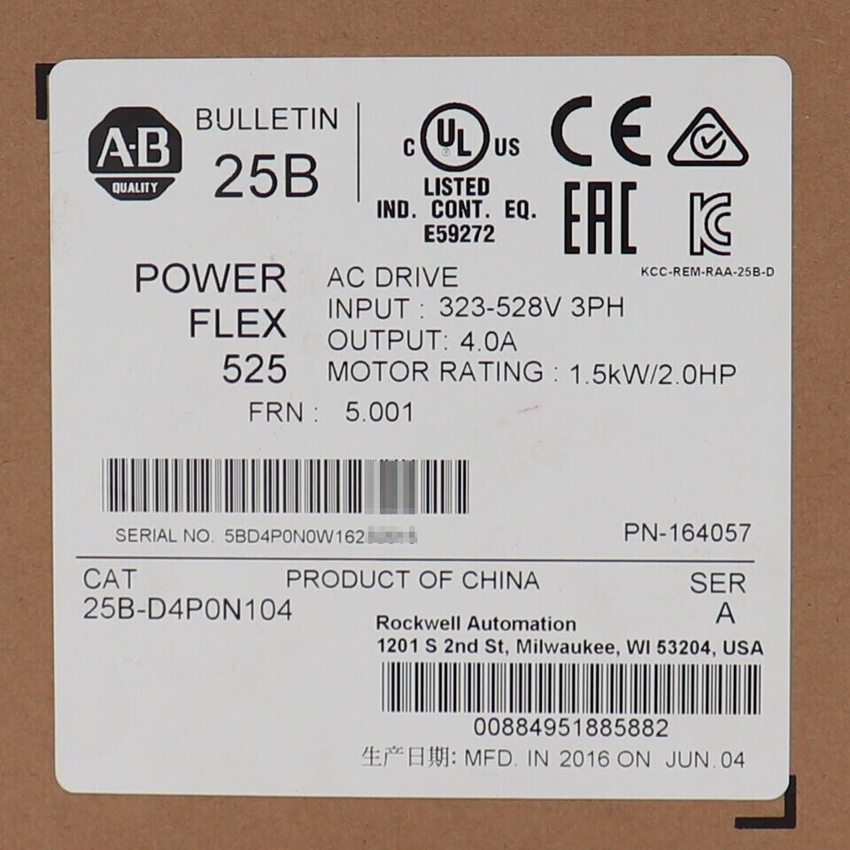 Allen Bradley 25B-D4P0N104 1.5kW AC Drive | High Efficiency Industrial Motor | New In Box | Allen Bradley Drives - ALLEN BRADLEY