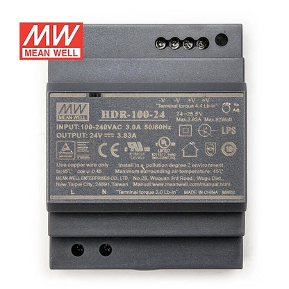 Mean Well HDR-100 Series DIN Rail Power Supply 100W 12V 24V 48V