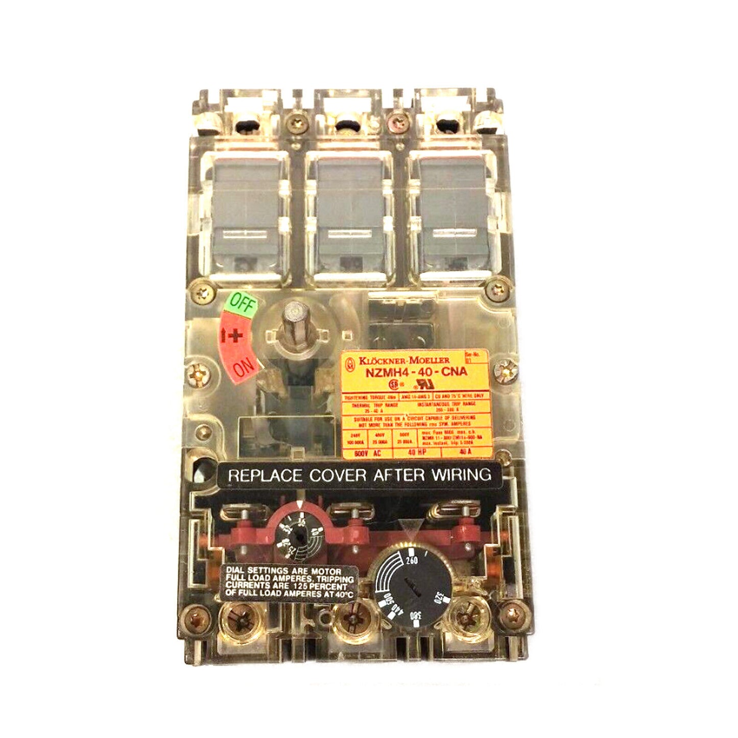 1PCS Klockner-Moeller NZMH4-40-CNA Circuit Breakers 40A 600V AC - KLOCKNER-MOELLER