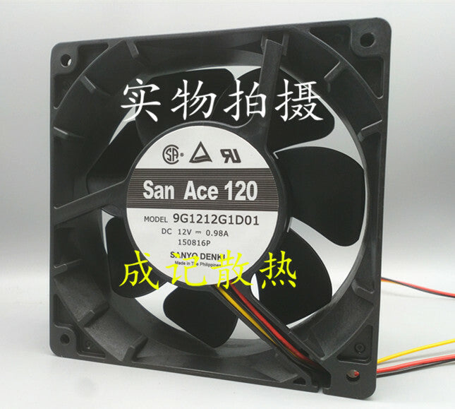 1pcs SANNYO 9G1212G1D01 12V 0.98A 120×120×38mm 3-wire cooling fan 3pin