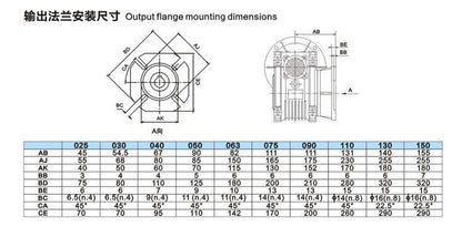 Worm Gear NMRV050 Speed Reducer 80B14 Input 19mm Ratio 10/15/20/25/30/50/60/80:1