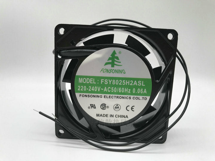 FONSONING FSY8025H2ASL 8025 220~240v AC50/60Hz 0.06A 8cm 2-wire cooling fan