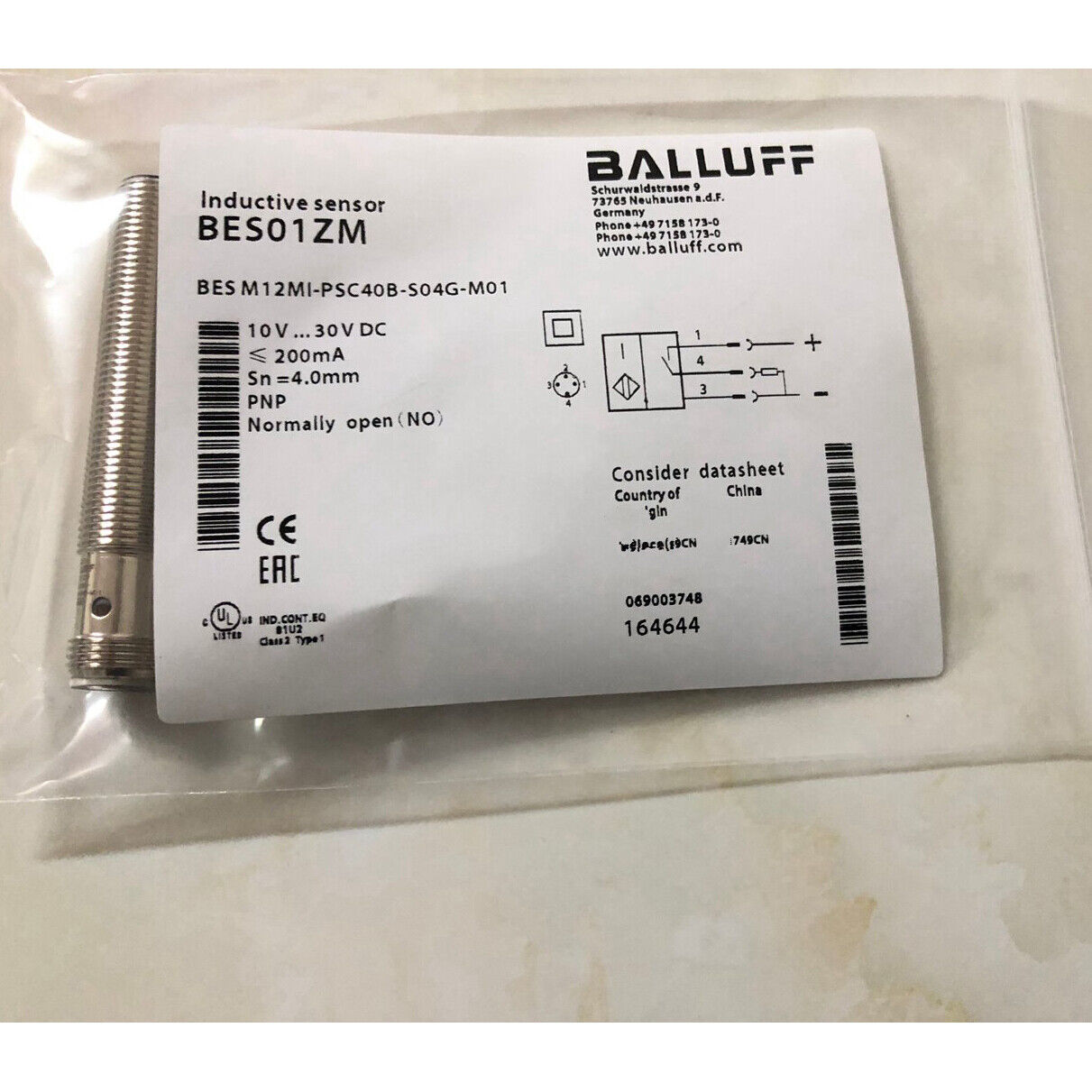 1PC BALLUFF Proximity Switch M12MI-PSC40B-S04G-M01 - BALLUFF