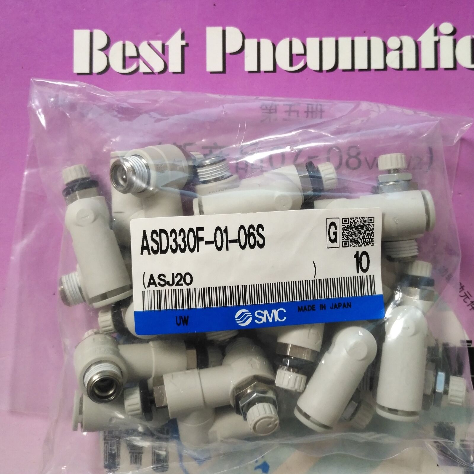 SMC ASD330F-01-06S 10-Piece Speed Controller Valve - SMC