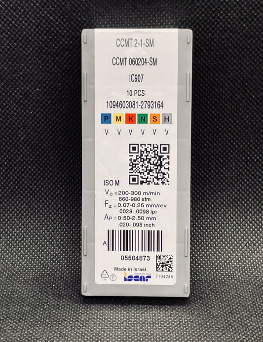 ISCAR CCMT2-1-SM IC907 CCMT060204-SM  Carbide Inserts 10 PCS Free Shipping!