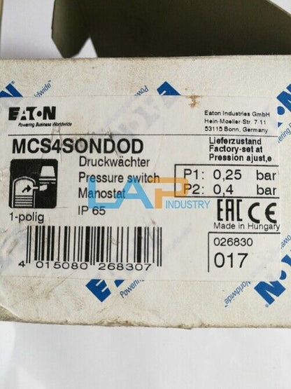 MOLLER MCS4SONDOD Pressure Switch AC15 230V 2A & DC13 24V 2A - MOLLER