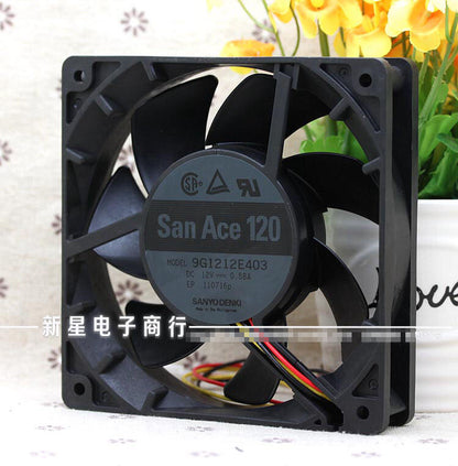 1pcs SANYO 9G1212E403 12V 0.58A 12025 12CM Double Ball Gale Cooling Fan 2pin