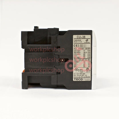 TECO CU-38 magnetic contactor, 55A, 3 phase, 220v coil, 3A1a1b (NO and NC)