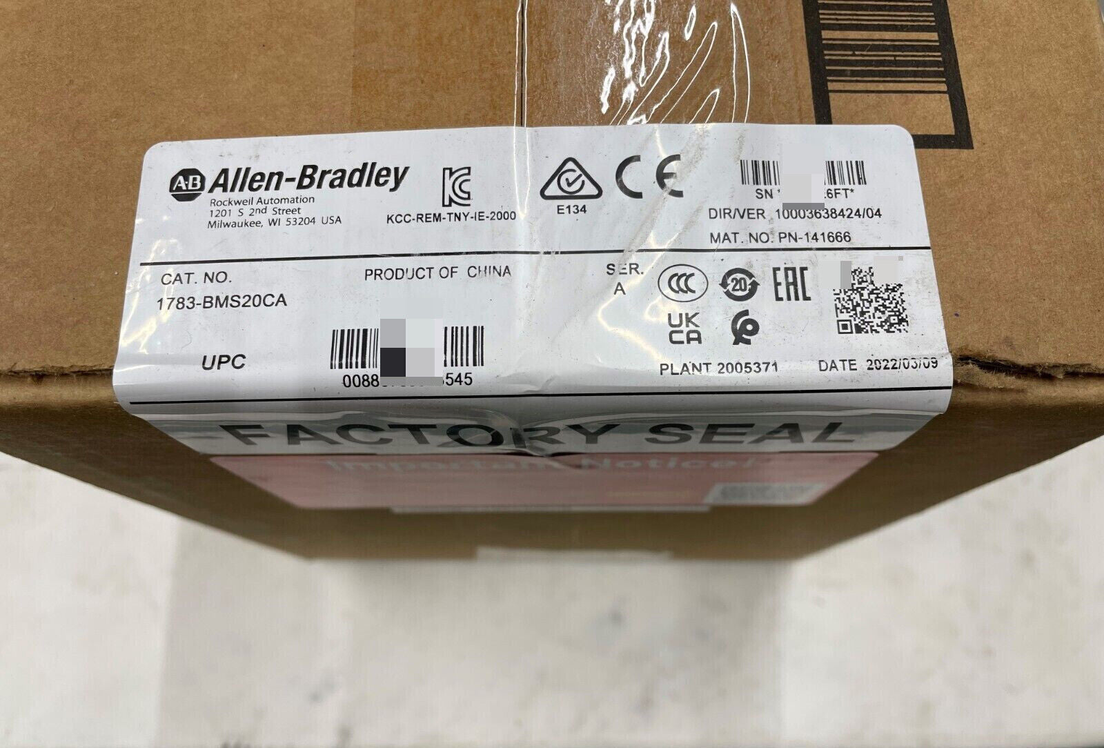 NEW ALLEN BRADLEY 1783-BMS20CA STRATIX 5700 20 PORT ETHERNET SWITCH - ALLEN BRADLEY