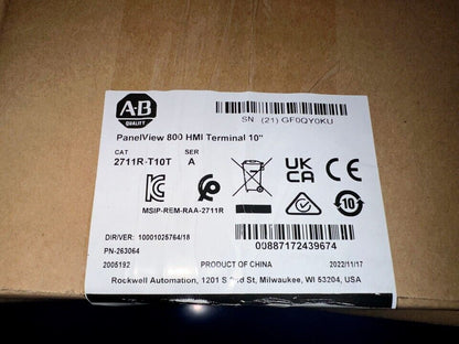 Allen Bradley 2711R-T10T PanelView 800 HMI Terminal 10-inch factory sealed industrial control panel with HD resolution and professional monitoring capabilities - ALLEN BRADLEY