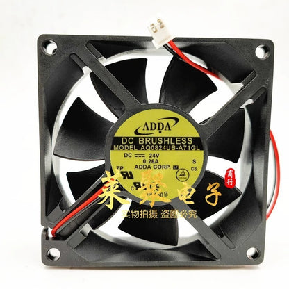 ADDA AQ0824UB-A71GL 8025 DC24V 0.26A 8CM 2-Pin Waterproof Cooling Fan