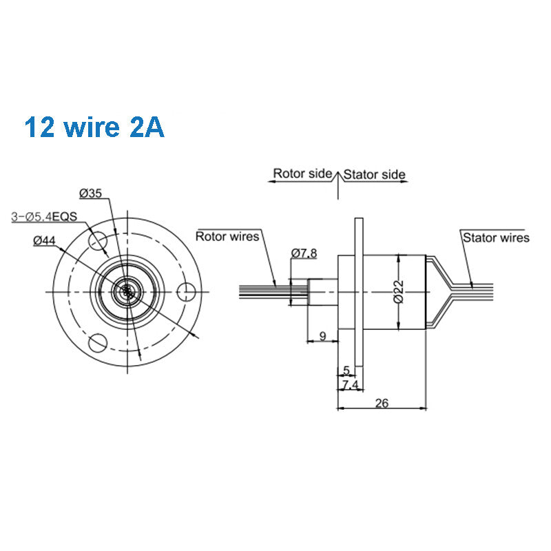 High Current Conductive Slip Ring Electric Rotary Joint 2-12 Wires 2A-60A