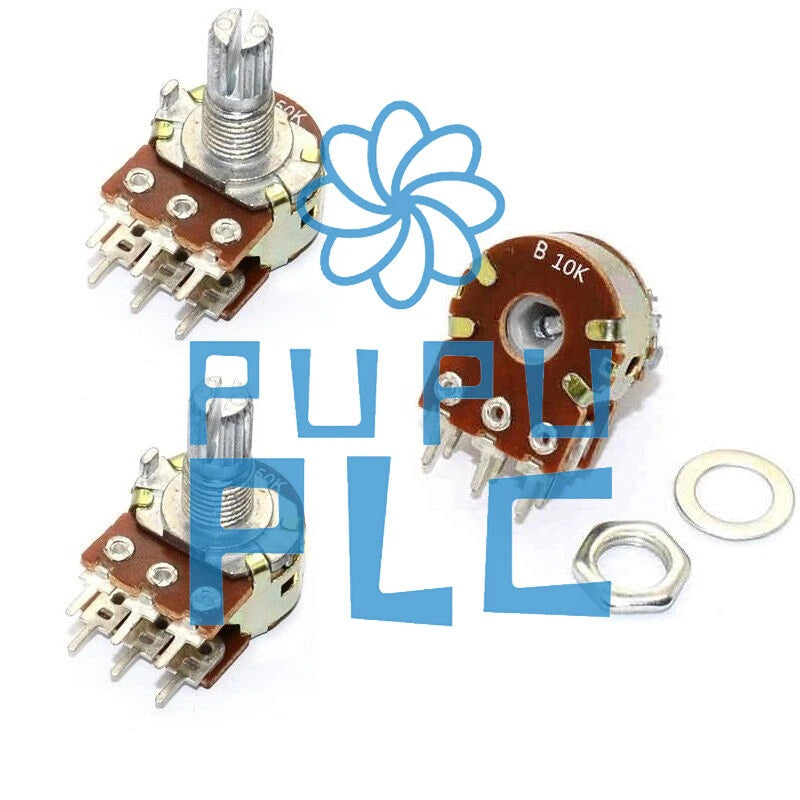 10PCS B10K Dual Stereo Potentiometer Pots Shaft S 15mm 6Pin M