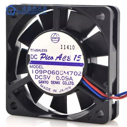 Sanyo 109P0605M702 6015 DC5V 0.09A 6CM 3-Wire Silent Cooling Fan