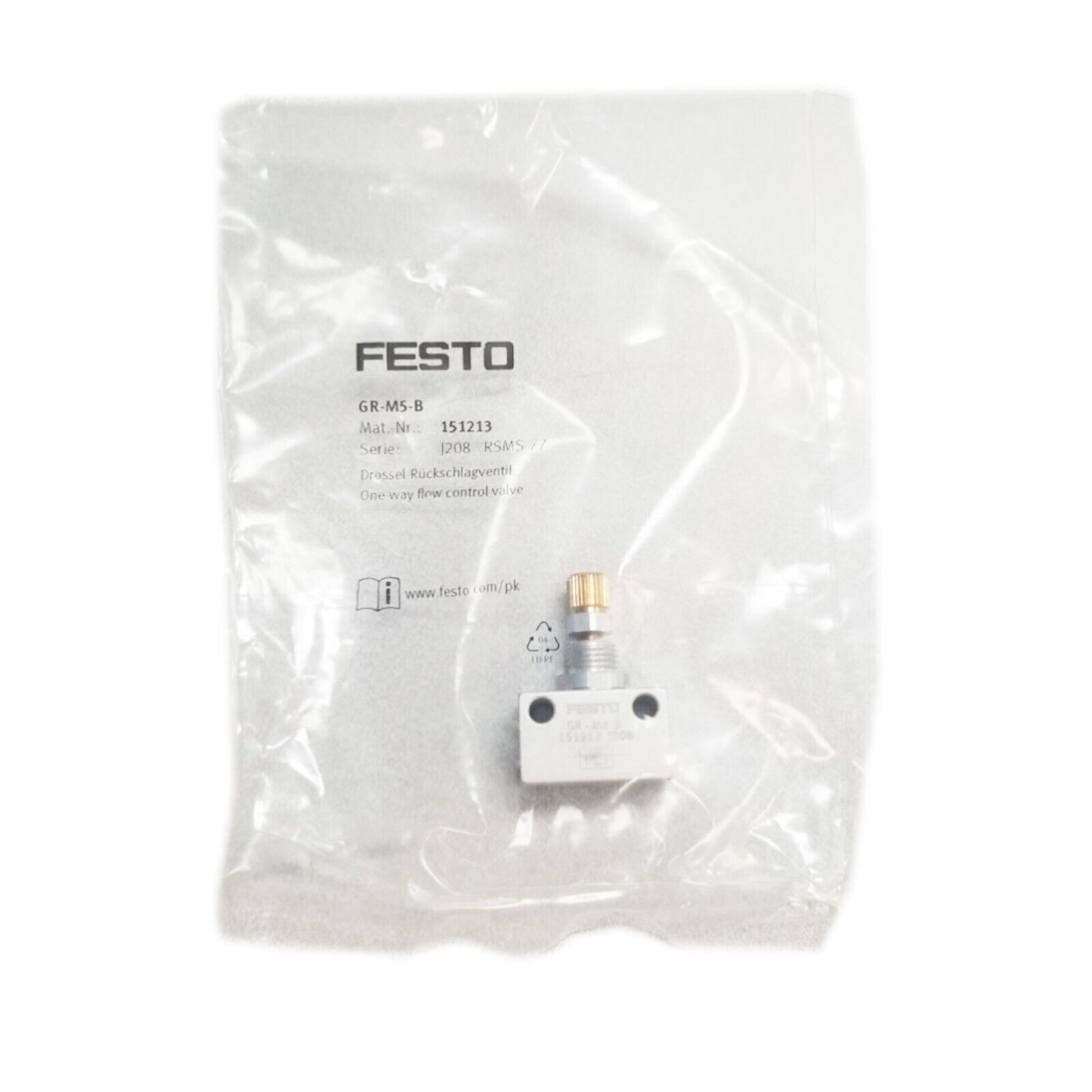 new Festo GR-M5-B 151213 One-way 1-Way Flow Control Valve - FESTO