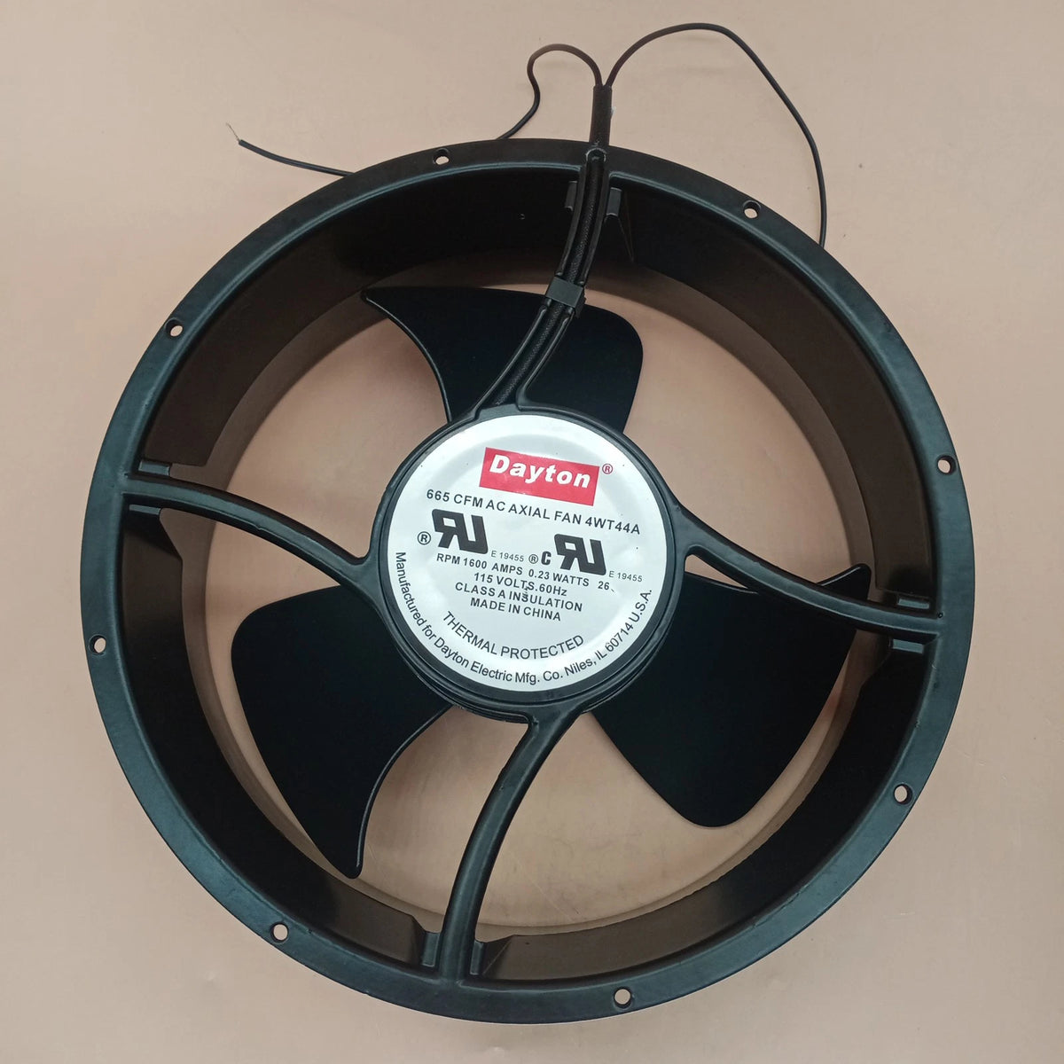 Dayton 4WT44A 665 CFM AC 115V 0.23A 25489 25.4CM 2 wire axial fan#QW