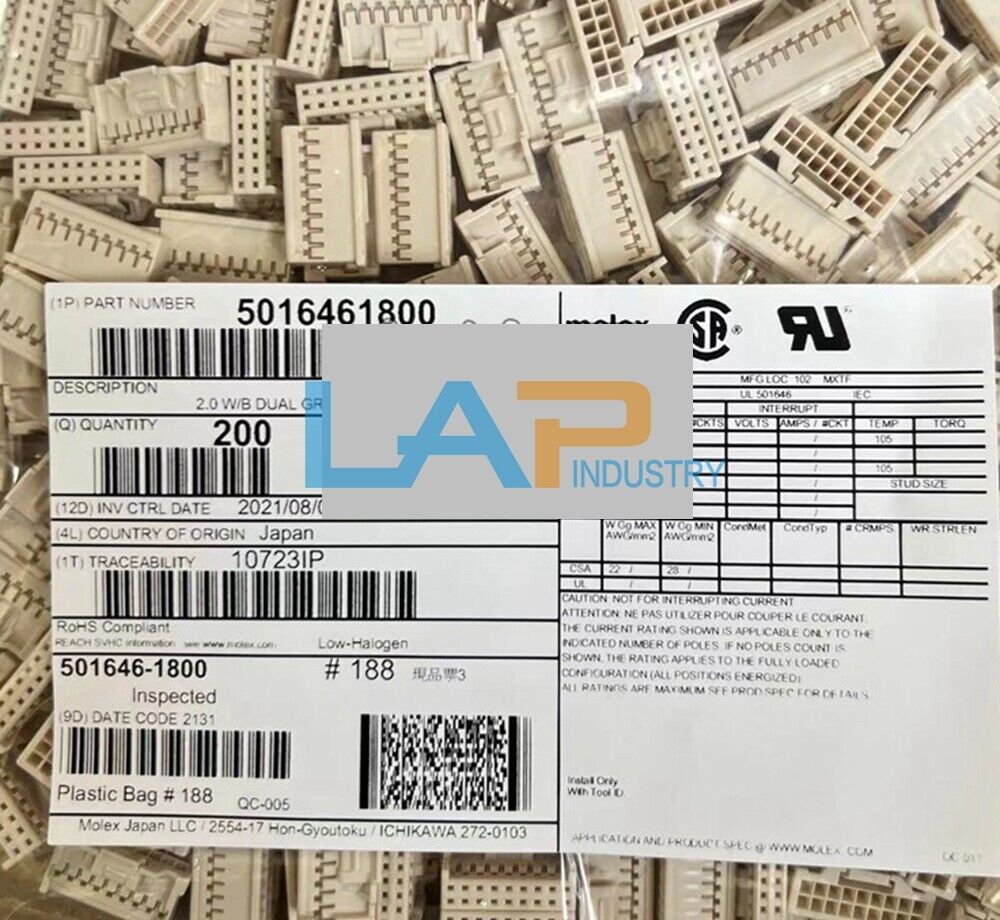 501646-1800 Connector Plastic Shell 18P 2.0MM Pitch - 200 PCS Bag - GLOBAL CROSSING