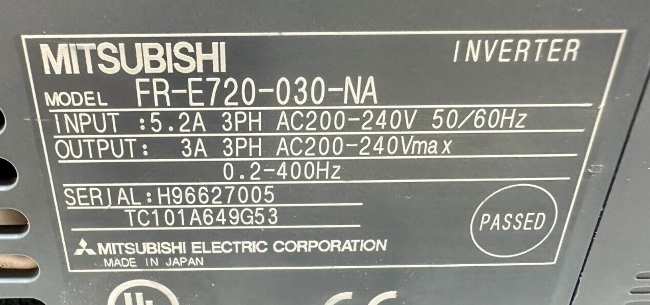 used Mitsubishi FR-E720-030-NA Inverter Drive - MITSUBISHI