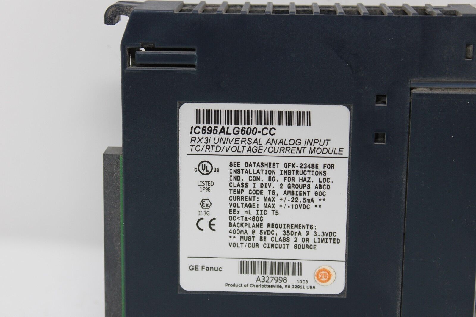 used GE Fanuc IC695ALG600-CC Analog Input Module - GE FANUC