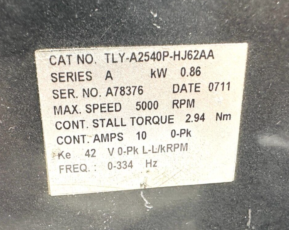 used Allen-Bradley TLY-A2540P-HJ62AA Servo Motor - ALLEN-BRADLEY