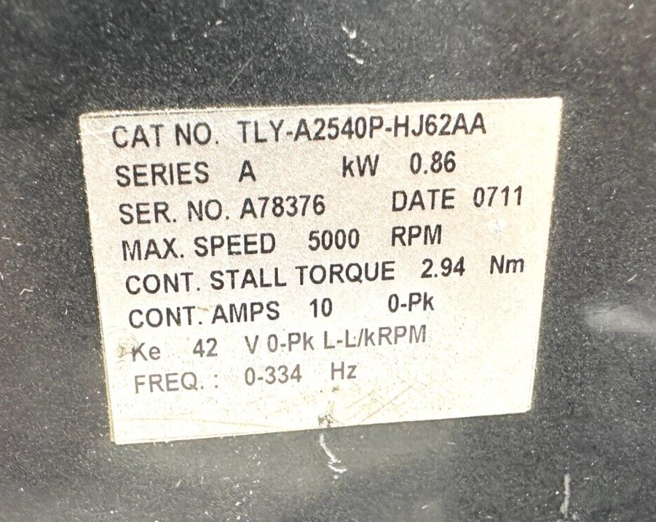 used Allen-Bradley TLY-A2540P-HJ62AA Servo Motor